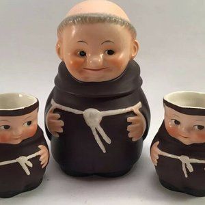 Vintage Goebel Friar Tuck Creamer Sugar w Lid